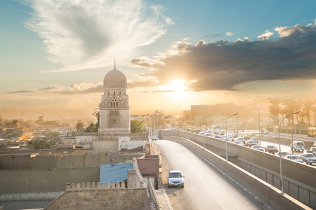 General view of the Northern Cemetery, part of the City of the Dead in Cairo, Egyptの写真素材