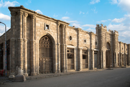 General view of the Northern Cemetery, part of the City of the Dead in Cairo, Egyptの写真素材