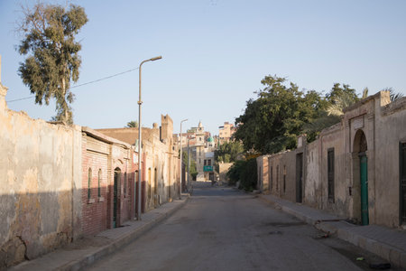 General view of the Northern Cemetery, part of the City of the Dead in Cairo, Egyptの写真素材