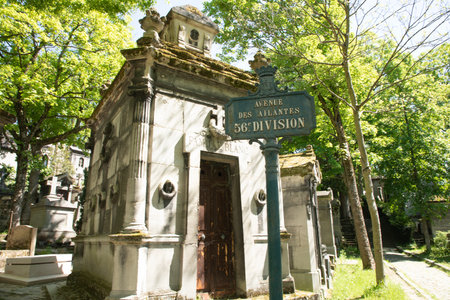 Beautiful view of  in the cemetery of Pere la Chaise in Paris, France