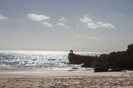 Beach with volcanic stones Lanzarote Canary Islands