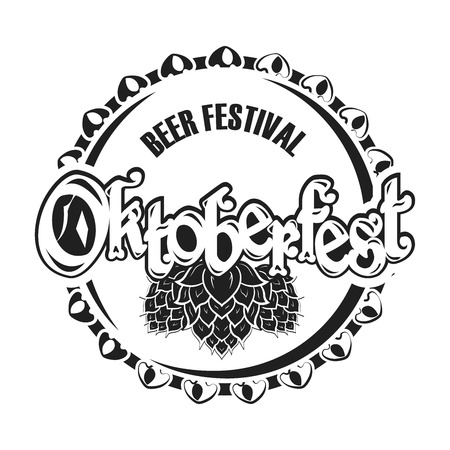 Oktoberfest badge on white background, monochrome style, vectorのイラスト素材
