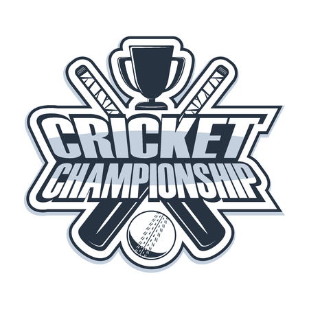 Cricket championship badge and logotipe, monochrome style, vectorのイラスト素材