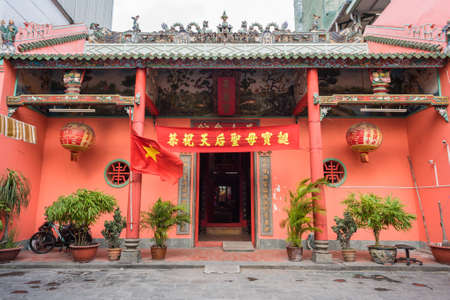 Ho Chi Minh City, Vietnam - April 27, 2019: the facade of Tam Son (Tam Son Hoi Quan) Pagoda in Cho...