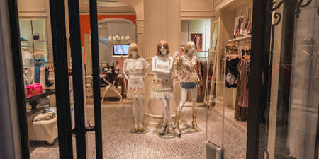 Bangkok, Thailand - August 17, 2018: the interior of Misty Mynx shop in Mega Bangna Shopping Mall. Misty Mynx is a growing Thai women' fashion wear brand.のeditorial素材