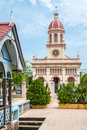 Bangkok, Thailand - June 24, 2018: Church of Santa Cruz (known as Kudi Chin), a catholic temple in Kudichin (Kudeejeen) neighbourhood, Thon Buri district.のeditorial素材