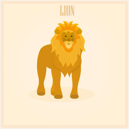 Vector lion on light background. Wild animal.のイラスト素材