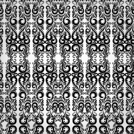 seamless pattern with curls in black and whiteのイラスト素材