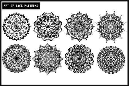 Set of lace patterns on a white background.のイラスト素材