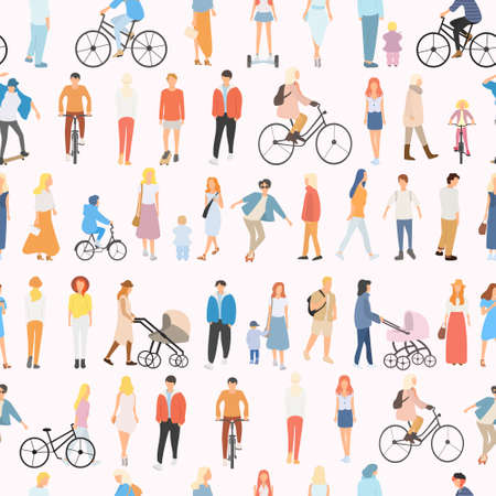 Seamless vector pattern with urban people. Modern people.のイラスト素材
