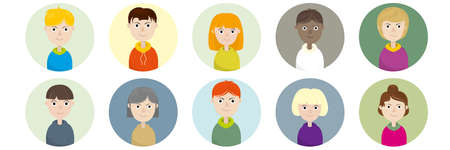 portraits of people. Young people icon. Avatars of girls and boys. vectorset.