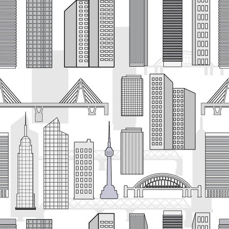 City view in the style of line art.Vector banner. urban landscapeのイラスト素材