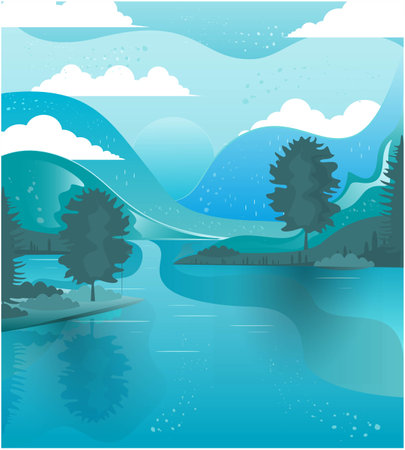 natural landscape. Vector postcard with a view of nature.のイラスト素材