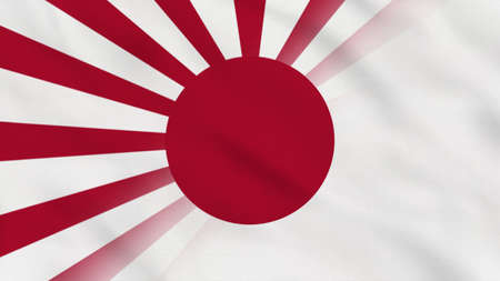 Japan Flag with waving folds, close-up view, 3D rendering illustration
