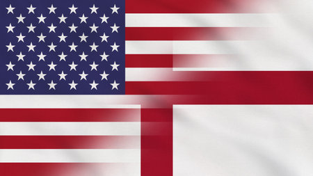 United States of America Flag with waving folds, close up view, 3d rendering