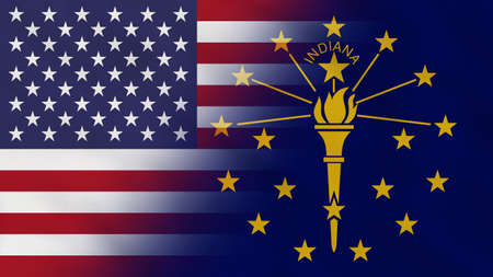 USA and Indiana State Flag. USA and Indiana State Flag. Vector Illustration.の写真素材