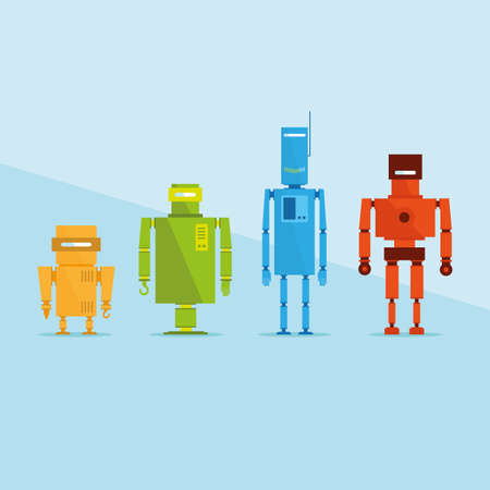 Collection of colorful robot characters illustrationのイラスト素材