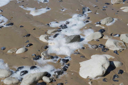 pebble, sand and Cuma on the beach of Cap Blanc-nezの写真素材