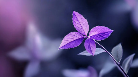 A close-up captures the intricate details of vibrant purple leaves against a blurred, dreamy background, highlighting their delicate texture and unique color.の素材