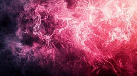 A captivating abstract image featuring swirling pink smoke against a dark background. The composition showcases dynamic movement, with light illuminating the vaporous forms.の素材