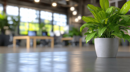 A healthy, vibrant green plant with broad, glossy leaves, growing densely in a simple, light grey textured pot.の素材