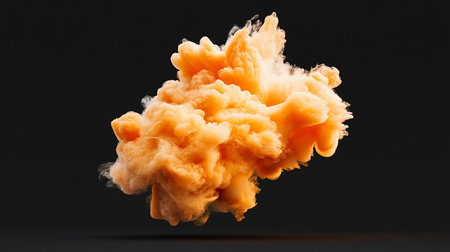 A dynamic, voluminous cloud of bright orange smoke, exhibiting intricate textures and swirling patterns, captured mid-explosion.の素材
