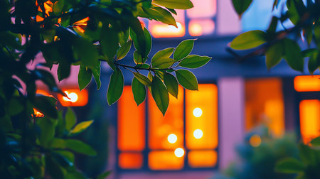 A cluster of fresh, vibrant green leaves with smooth, glossy texture, delicately backlit, revealing subtle veins and a glowing outline.の素材