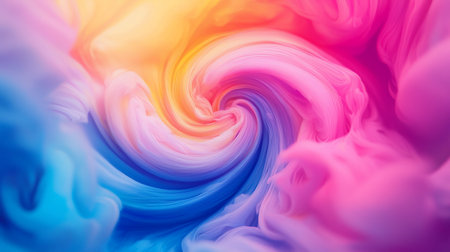 A swirling composition of blended colors, featuring pink, blue, yellow, and orange hues. The textures appear soft and flowing, creating a dynamic visual effect.の素材