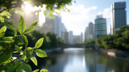 Close up of green leaves in sharp focusの素材