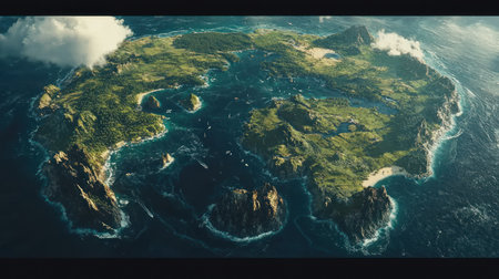 Detailed digital artwork of the Earth seen from spaceの素材