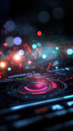 Compact disc with a red glowing center surrounded by concentric ringsの素材