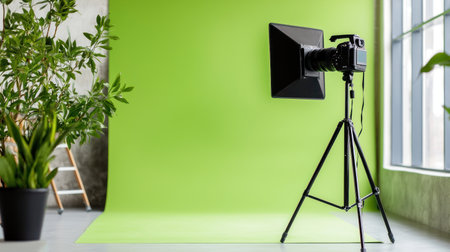 High quality camera mounted on tripodの素材