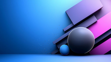 A captivating arrangement of spheres and rectangular blocks, showcasing a blend of smooth curves and sharp edges in an abstract, artistic display.の素材
