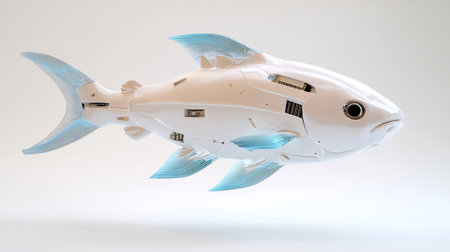 A detailed image of a robotic fish, showcasing its design and technology. Perfect for tech, aquatic, and robotics themes.の素材