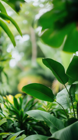 A close-up shot of vibrant green leaves, showcasing the beauty of nature and the lushness of the foliage.の素材