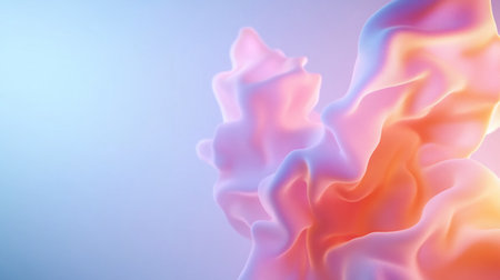 An abstract artwork featuring flowing, colorful forms with a soft, gradient background. The image evokes a sense of movement and fluidity.の素材