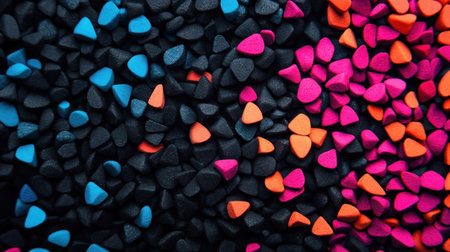 A vibrant and dynamic composition featuring a variety of colorful geometric shapes and textures, creating an eye-catching abstract design.の素材