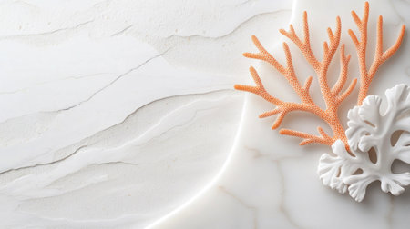 A close-up shot of coral and white stone, creating a beautiful artistic design.の素材