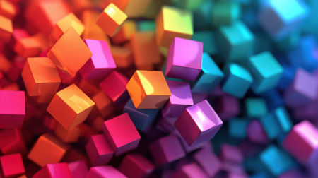 A visually stunning image featuring a multitude of colorful cubes arranged in a dynamic and artistic manner.の素材