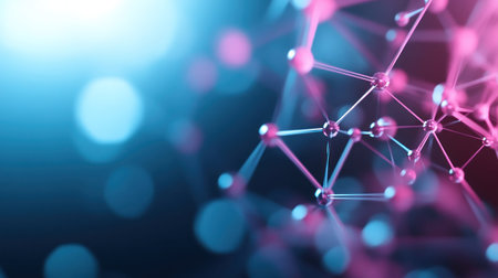 A visually stunning depiction of a molecular structure, showcasing interconnected spheres in a vibrant, futuristic design.の素材