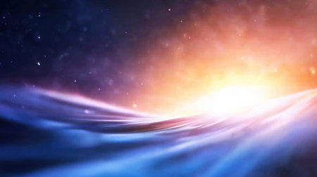 An artistic depiction of cosmic waves, blending vibrant colors and celestial elements to create a mesmerizing visual experience.の素材
