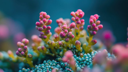 A detailed shot of a coral reef, showcasing the beauty and diversity of marine life. The image highlights the intricate structures and colors of the coral.の素材