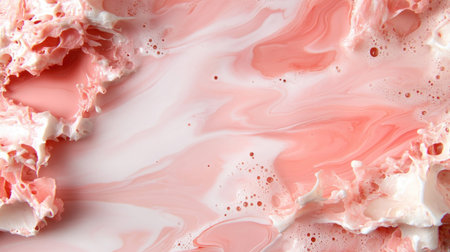 An abstract image featuring a blend of pink and white hues, creating a visually appealing swirl pattern. The textures and colors evoke a sense of fluidity and artistic expression.の素材