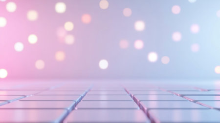 A visually appealing abstract background featuring bokeh lights and a tiled surface, rendered in soft pastel colors, creating a dreamy and artistic atmosphere.の素材