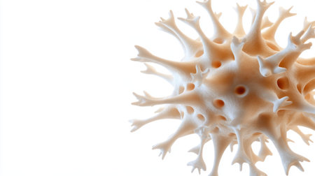 A detailed, artistic representation of a virus, highlighting its complex structure and the potential implications of its presence.の素材