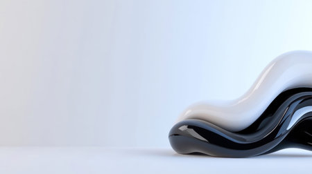 A minimalist composition featuring abstract fluid shapes in monochrome, creating a modern and artistic visual.の素材