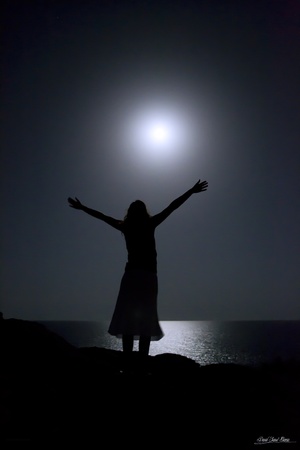 watching the moonの写真素材