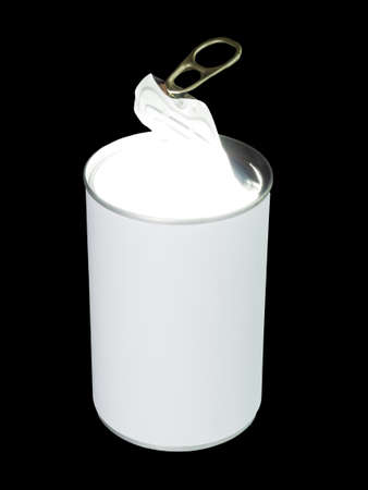 Half open food can with with blank white label and internal lighting 
