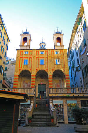 Genova,Italy,17 january 2016.View of the facade of the church of San Pietro in Banchi, in the historic center of Genoa. It was built between 1572 and 1585.のeditorial素材