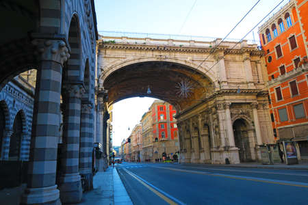 Monumental Bridge is an imposing marble structure with multiple arches. It was built in the nineteenth century in the place where he was one of the old gates to the city of Genoa.のeditorial素材